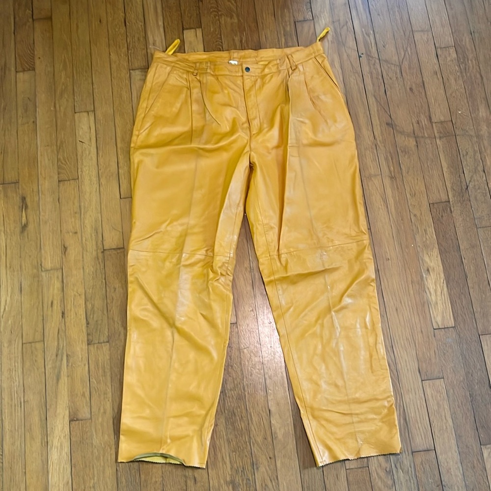 Man Art Designs Vintage Mustard Leather Pants